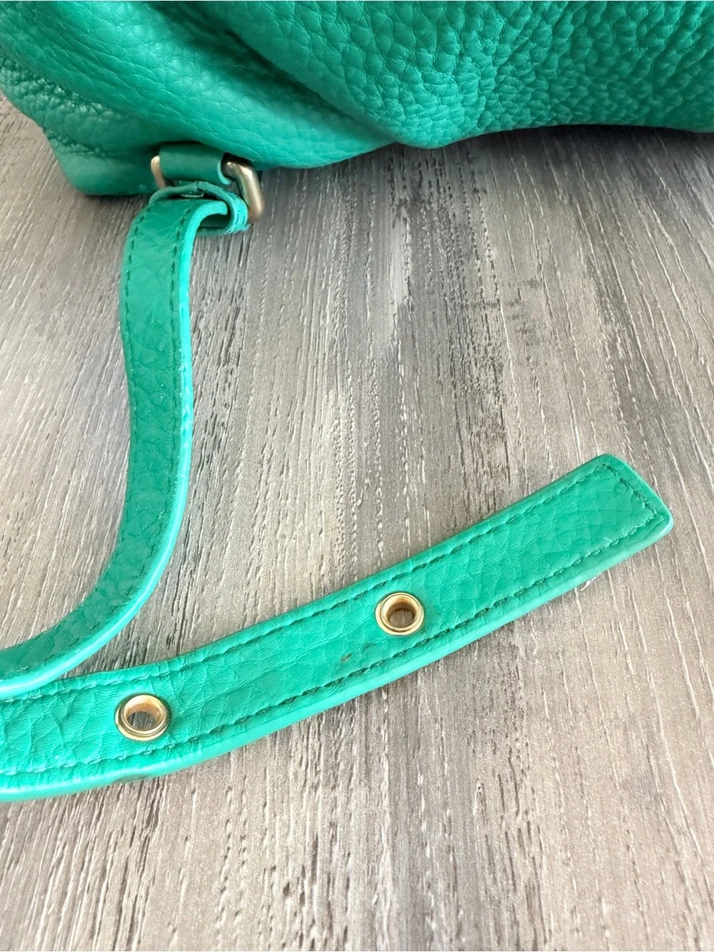 Marc Jacobs Green Pebbled Leather Backpack Top Handle Bag with Gold Plate Zip
